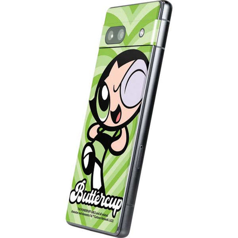 Cartoon Network Powerpuff Girls Buttercup Green Hearts Google Pixel 7a Skin
